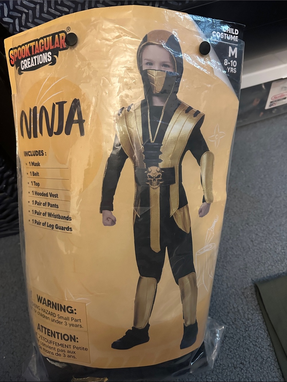 Kids Gold ninja costume 8-10